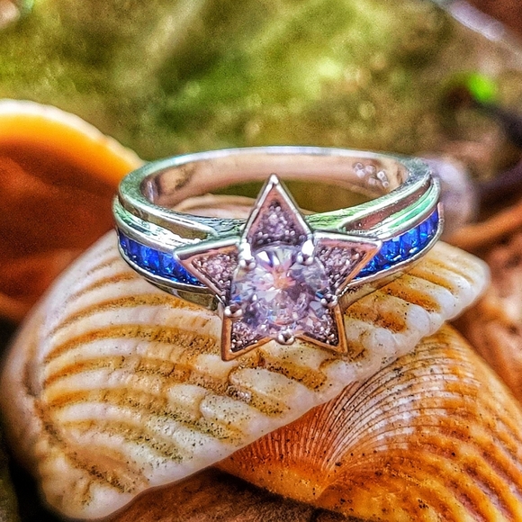 Star Lite Star Brite 925 Silver Blue Gem Ring - Picture 4 of 16